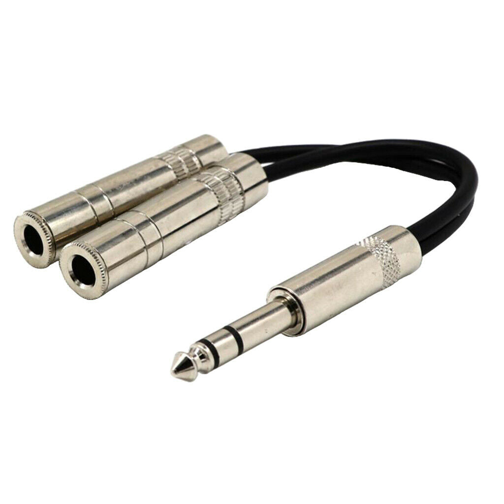 8inch Long 6.35mm Male to 2× 1/4" Female Audio Y Splitter Stereo Cable