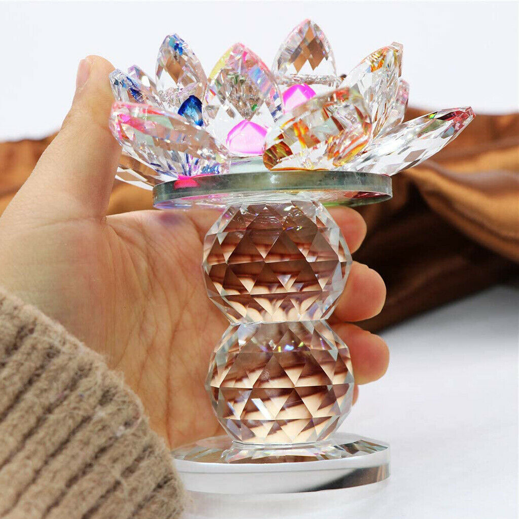 Crystal Lotus Candle Holder Candlestick Feng Shui Home Wedding Decoration