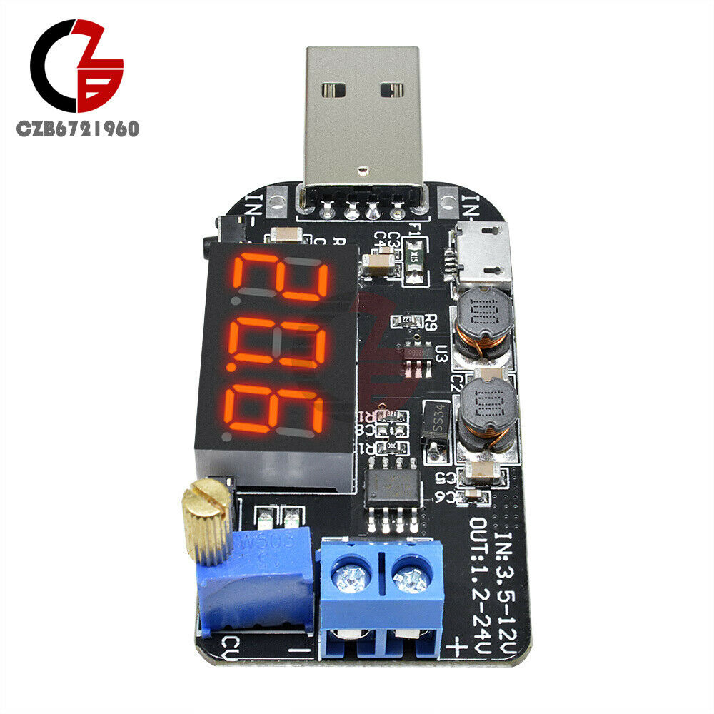 DC 15W 5V to 1V -24V USB Adjustable Power Supply Module Boost Buck Voltage