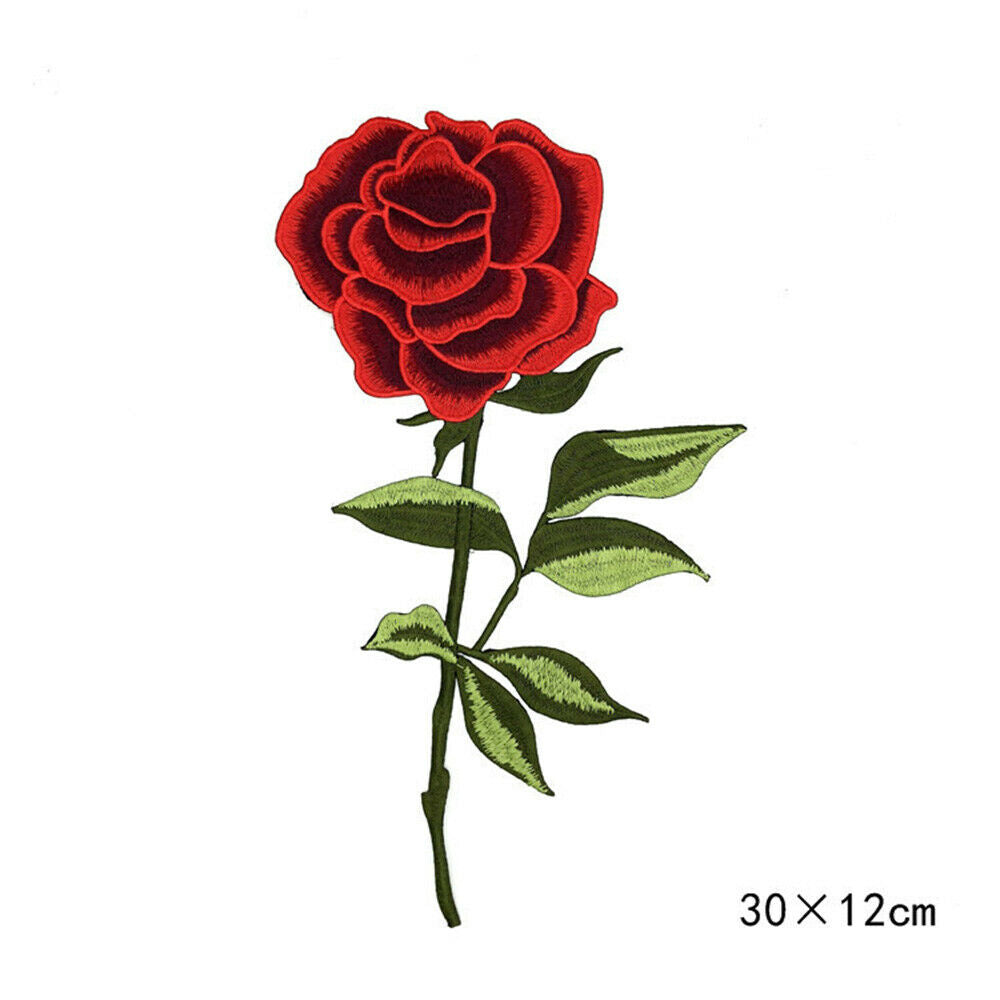 Rose Flower Embroidered Patches Sew Iron on Applique Clothing Adhesive Badge DIY