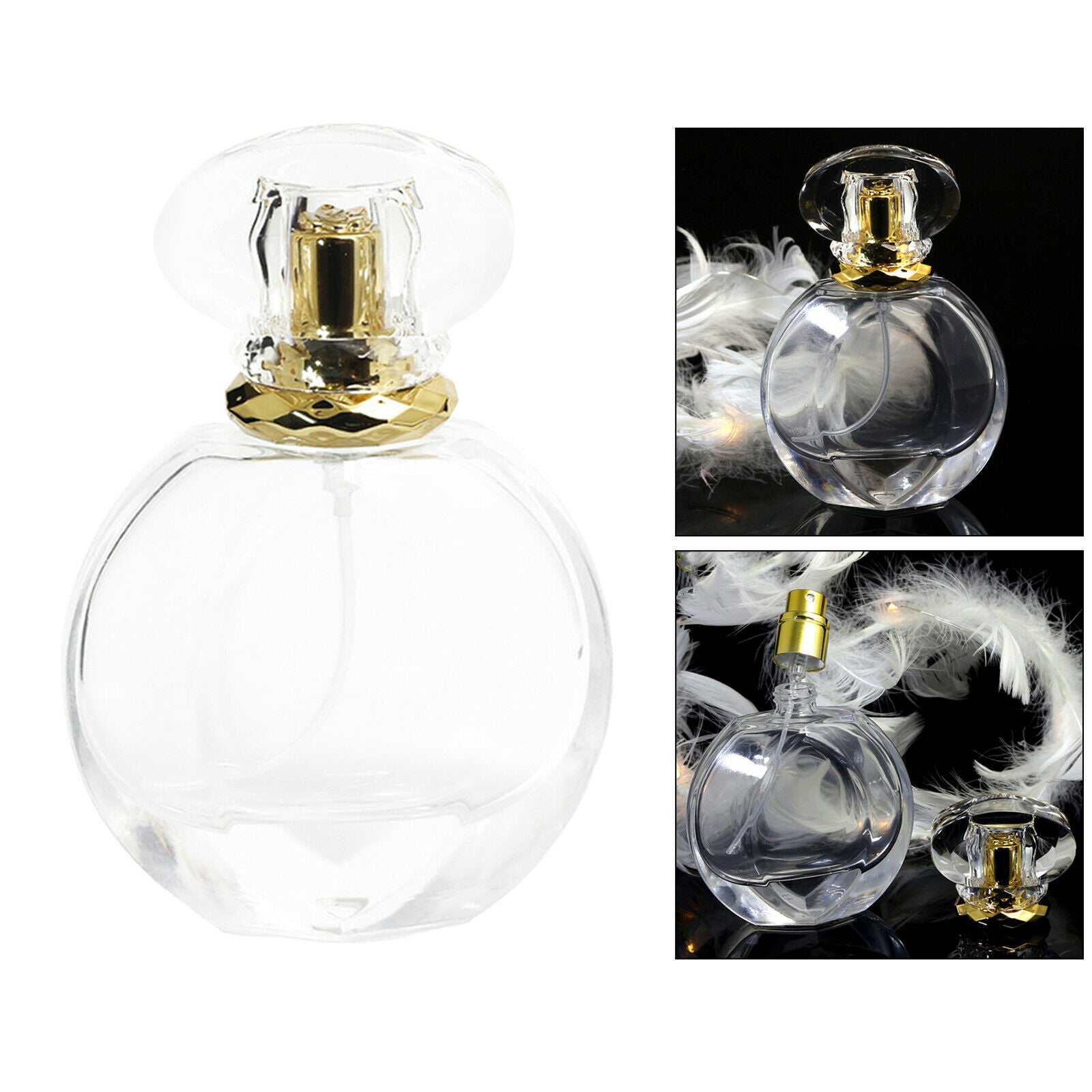 Portable Travel 50ml 1.7 Ounce Empty Clear Glass Perfume Bottle Jar Atomizer