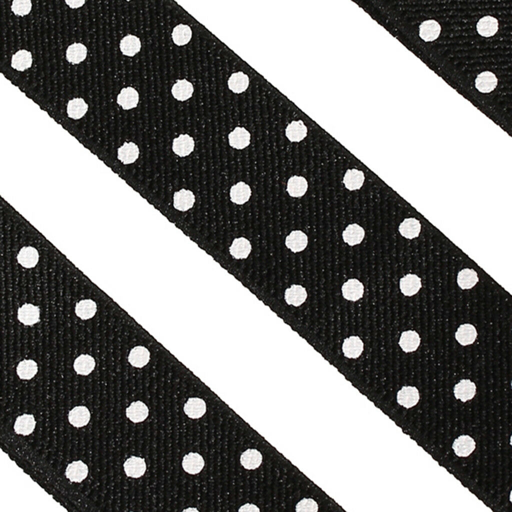 Clip-on Braces Elastic Y-back Suspender 37 x 15/16 inch - Black w/ White Dots