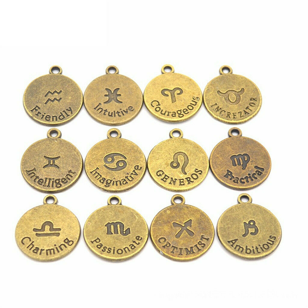 Wholesale 24 Delicate 12 Zodiac Charm Beaded Pendant