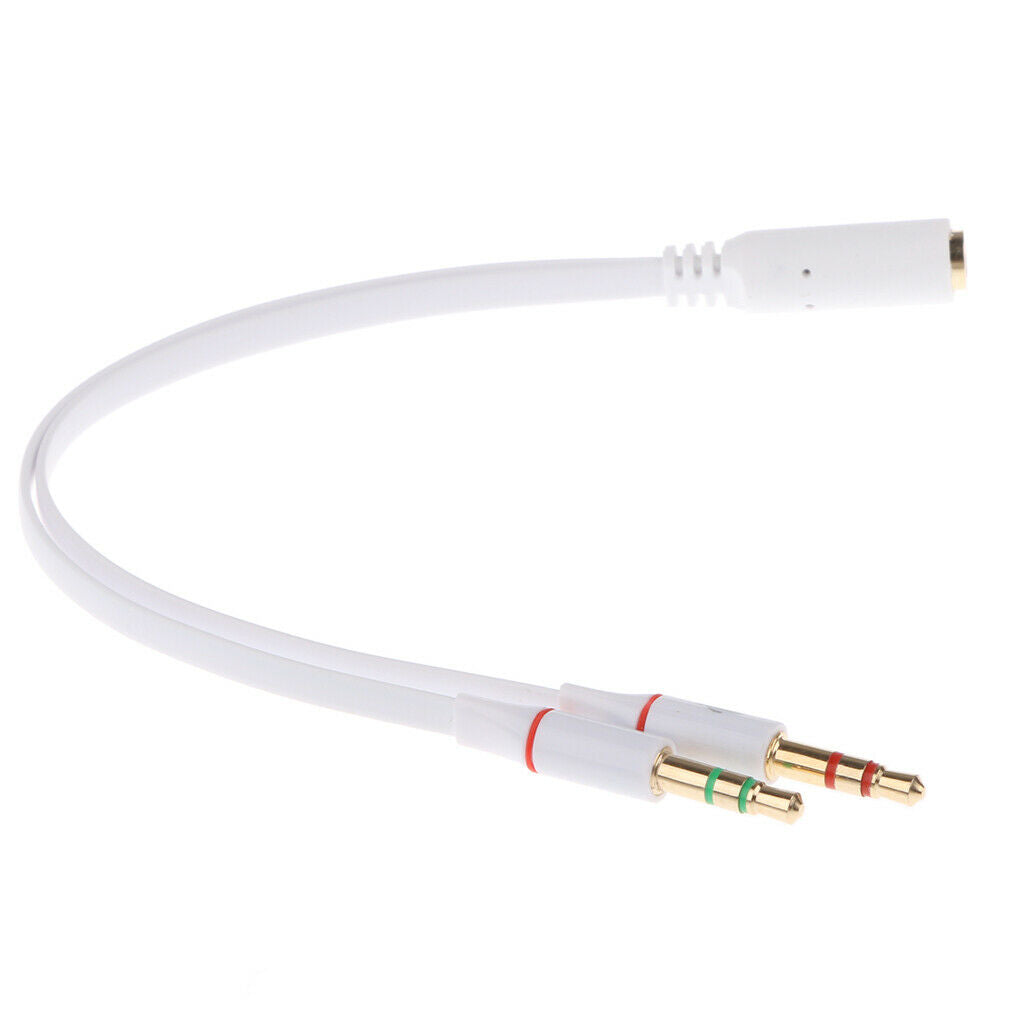 3.5mm stereo male to 2x female audio Y-splitter extension cable -White