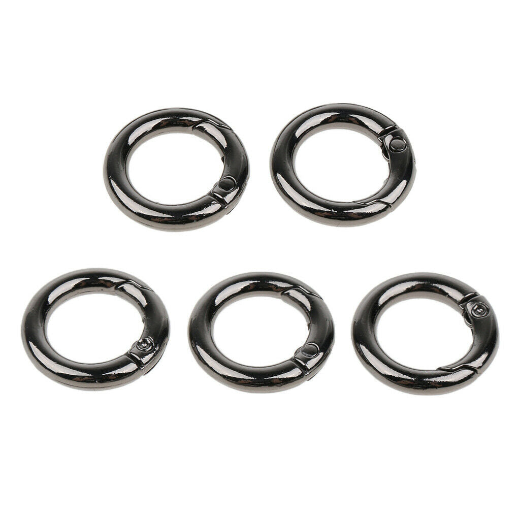 2X 5pcs Round Carabiners Camping Spring Snap Clip Keychain Holder Black 10mm