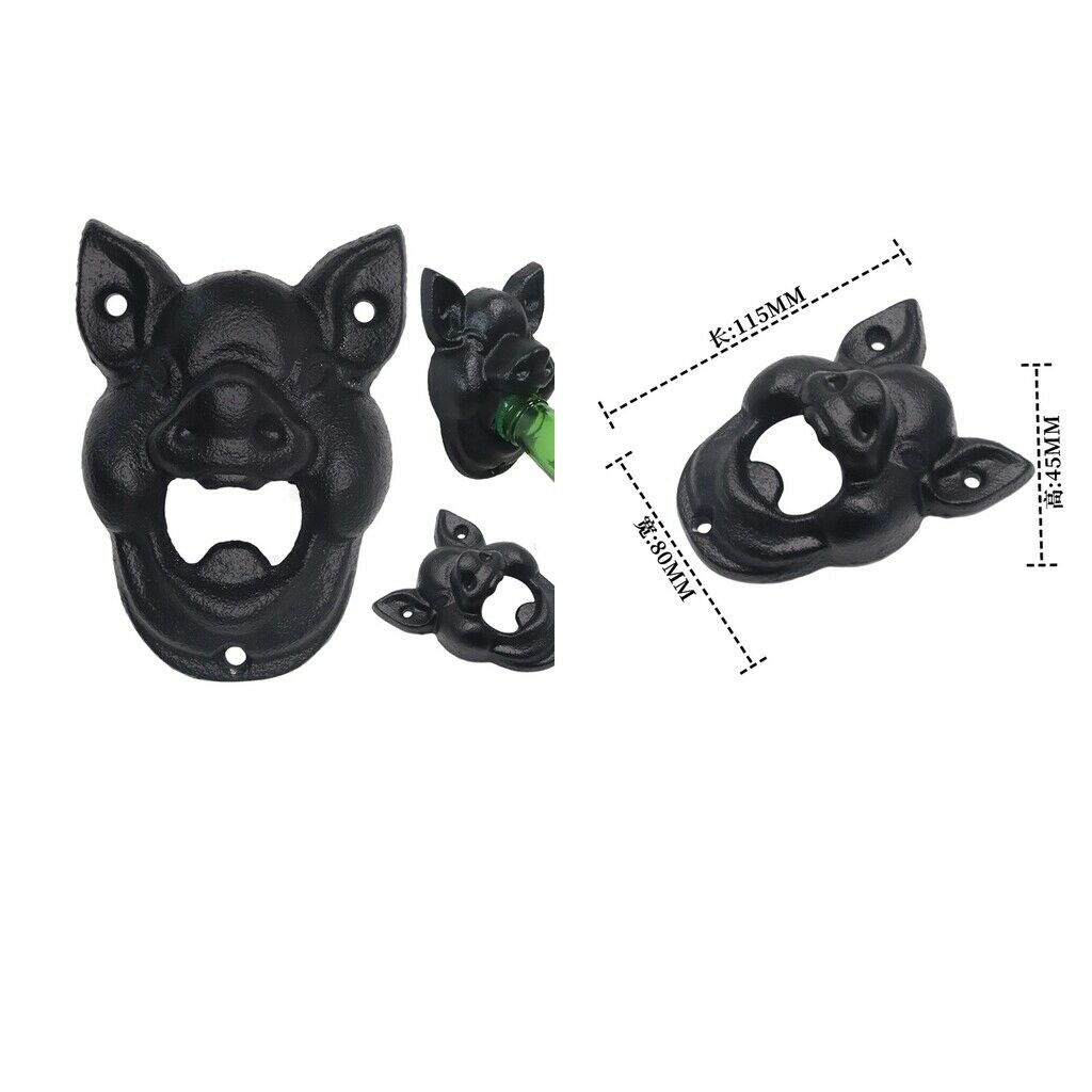2Pc Home Cool Iron Retro Animal Pig Wall Beer Soda Soft Drink Bottle Opener