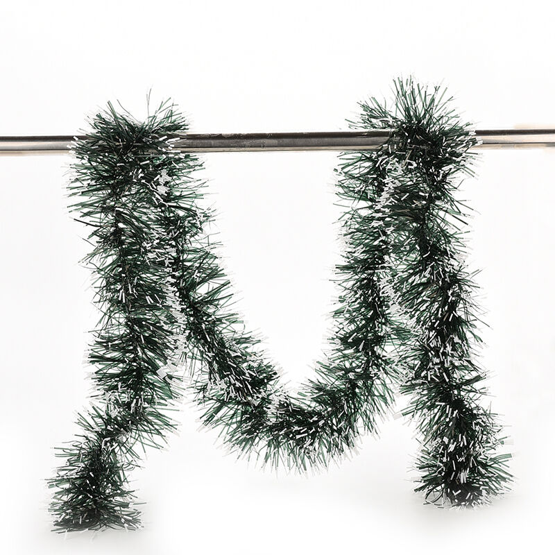 2M Long Dark Green & White Tinsel Christmas Decorations Tree Fashion Decor.l8