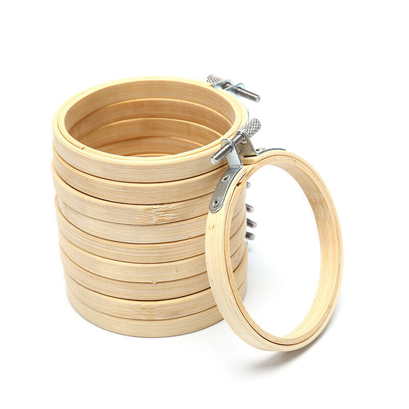 10 Pieces 4 Inch Bamboo Embroidery Hoops Round Wooden Circle Cross StitDD