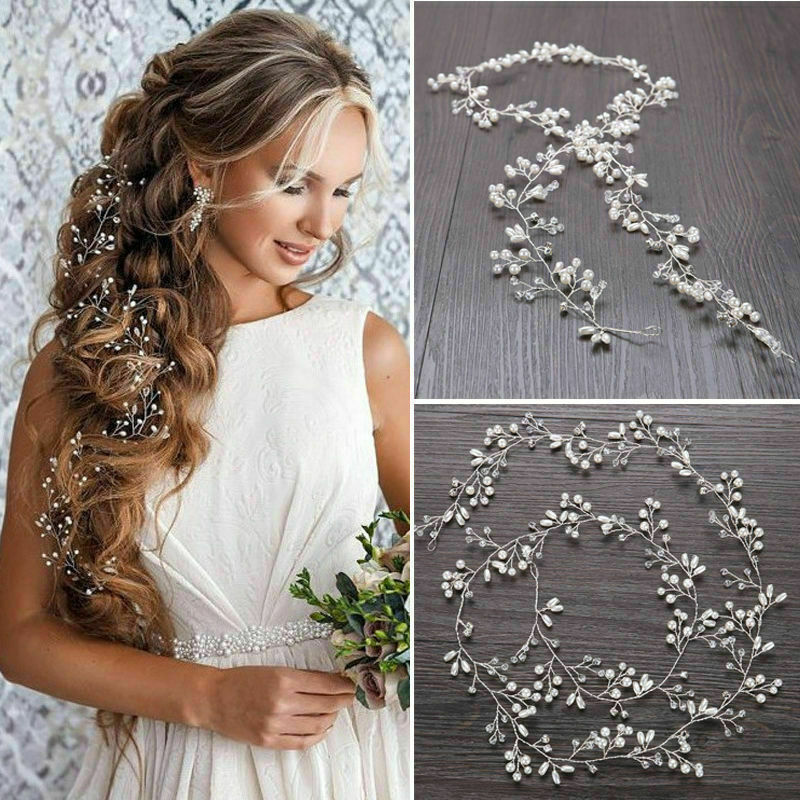 Fashion Pearls Wedding Hair Vine Crystal Bridal Accessories Diamante Headpiece