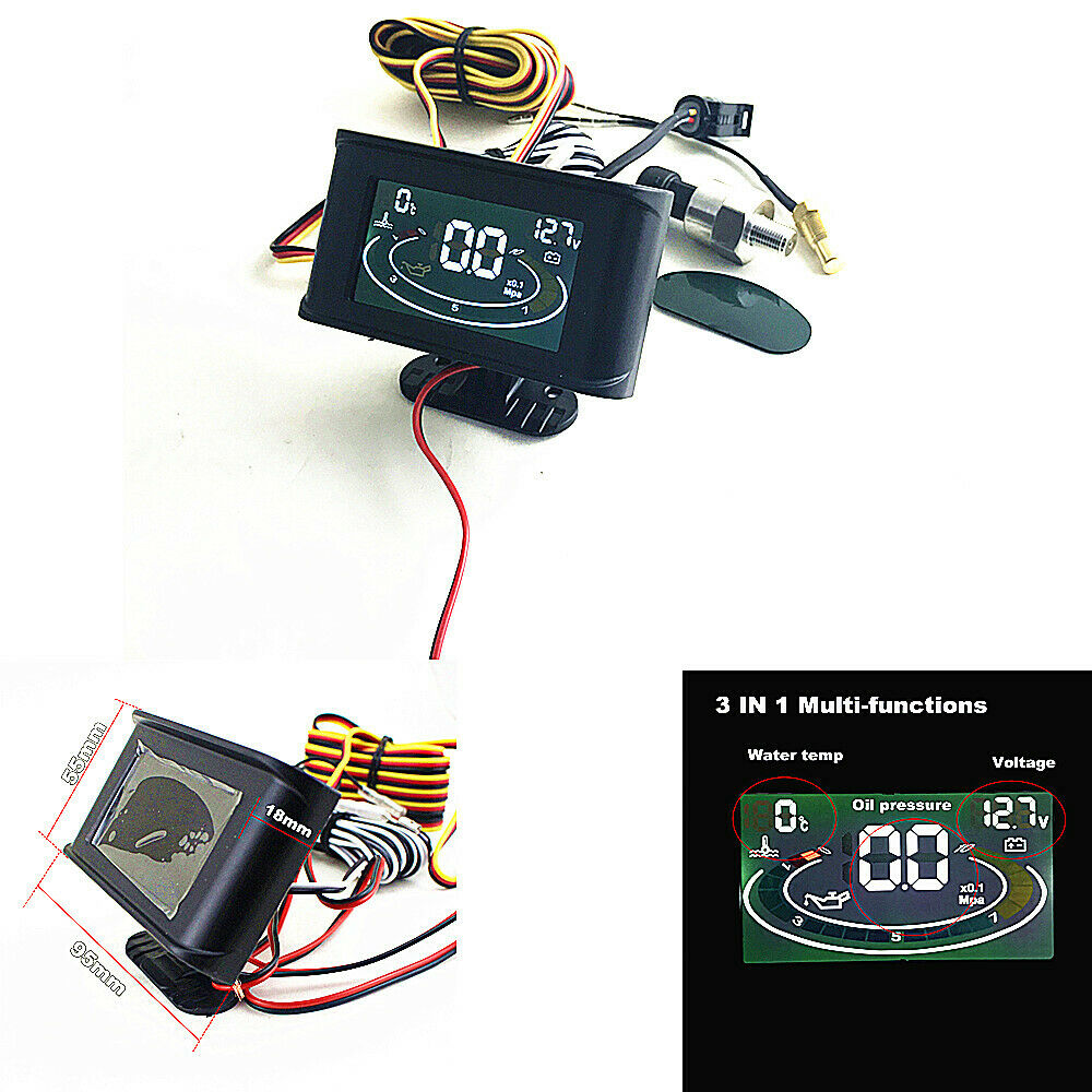 55mm*95mm*18mm Plastic Shell LCD Three-in-one Meter Digital Display with Sensors