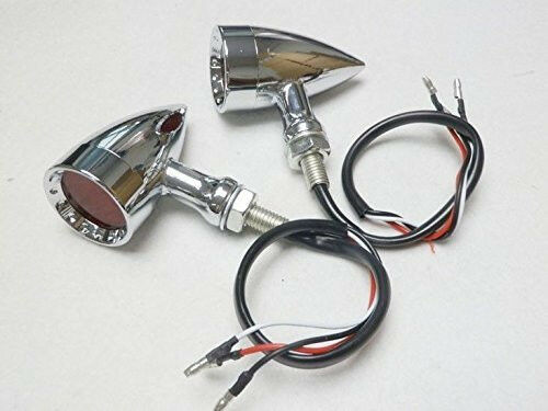 2pcs Red LED Chrome Housing Stop Brake/Running Turn Signal Tail Light Motorcycle