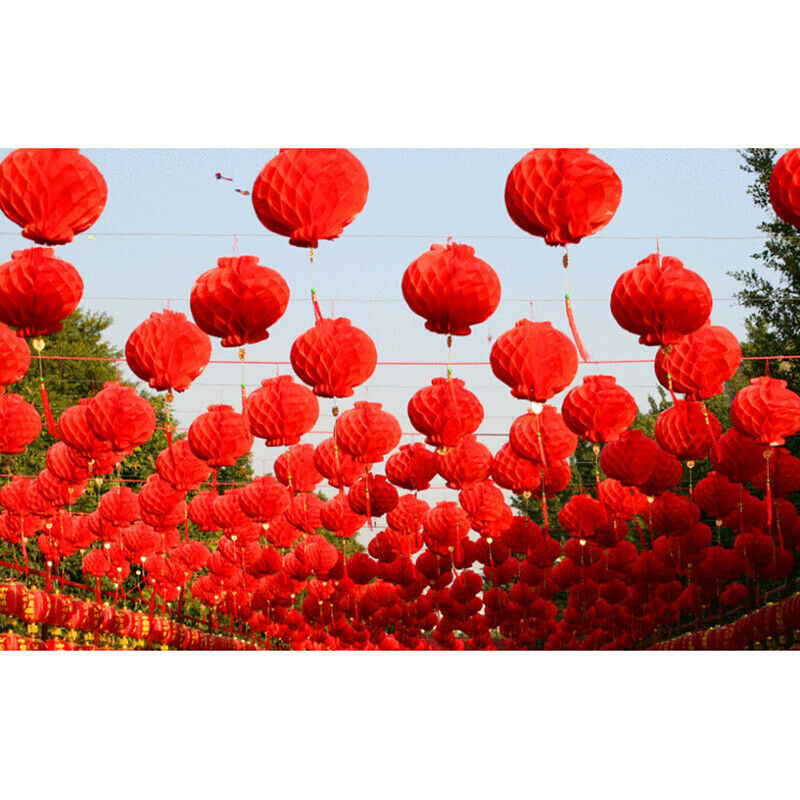 6pcs new year 2020 paper lantern chinese festival red lantern pendant Dec.l8