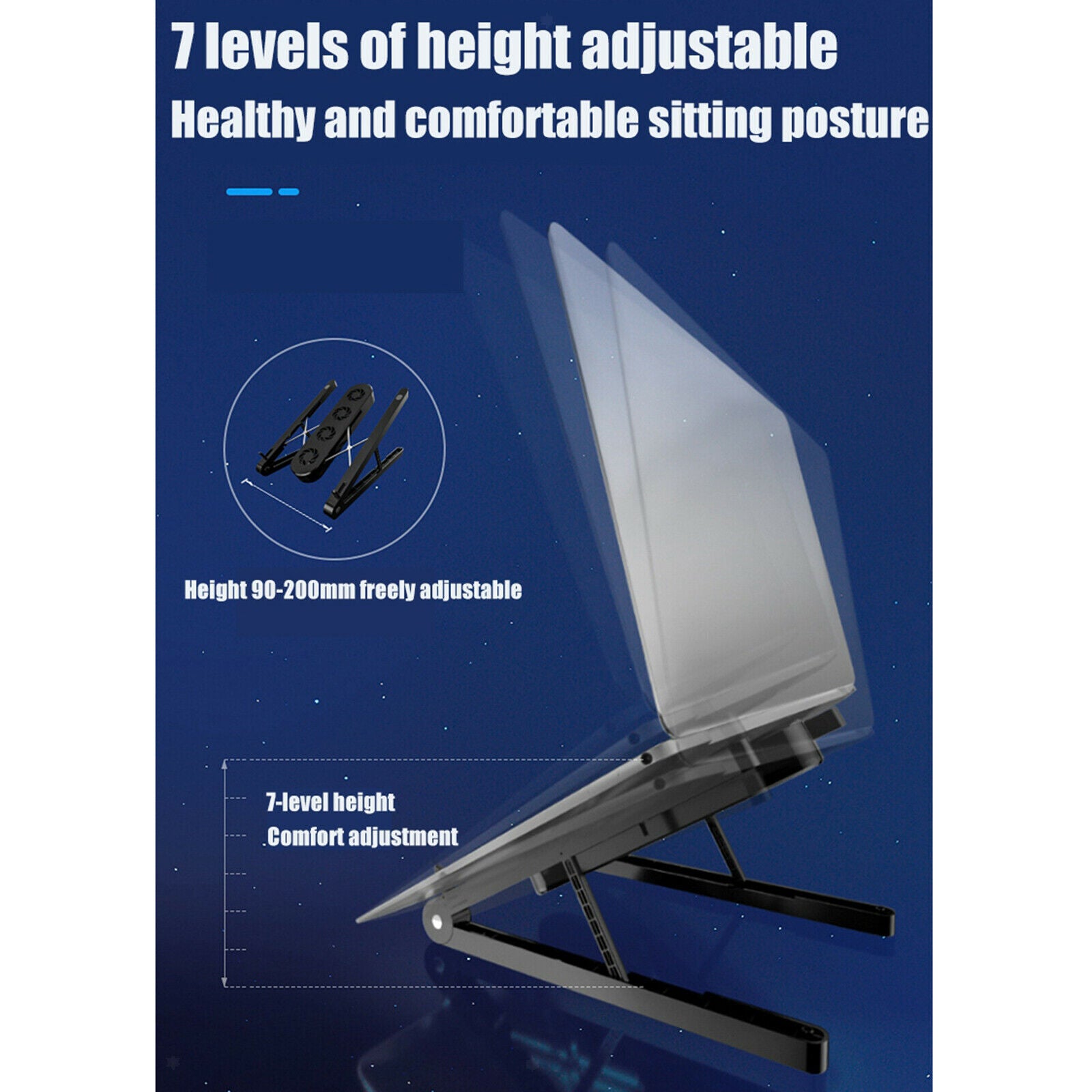 Laptop Stand with Fan Heat Dissipation Non-Slip Notebook Riser Support Rack