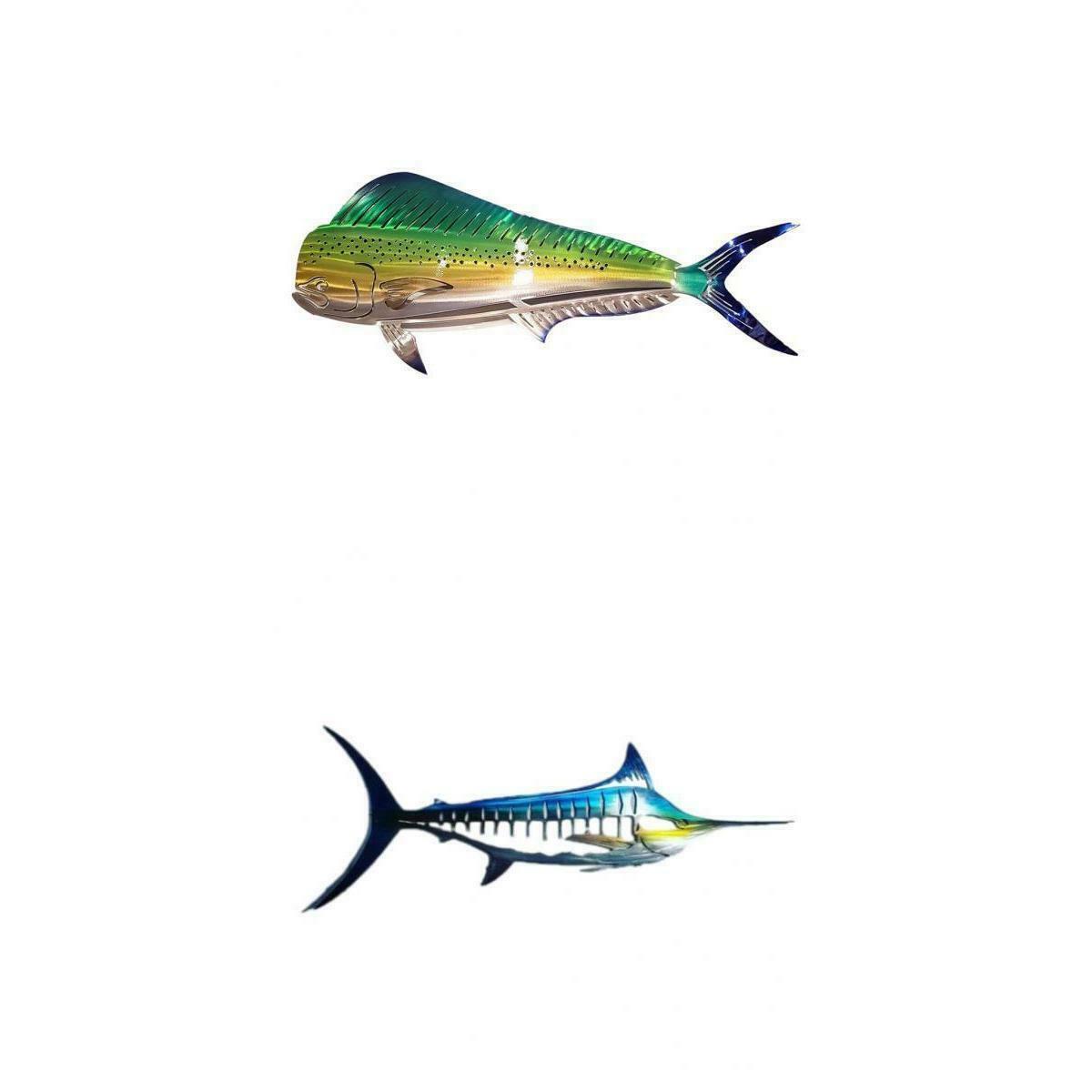 2x Coastal Metal Shark Wall Decor Outdoor Hanging Sculpture Bedroom Fence