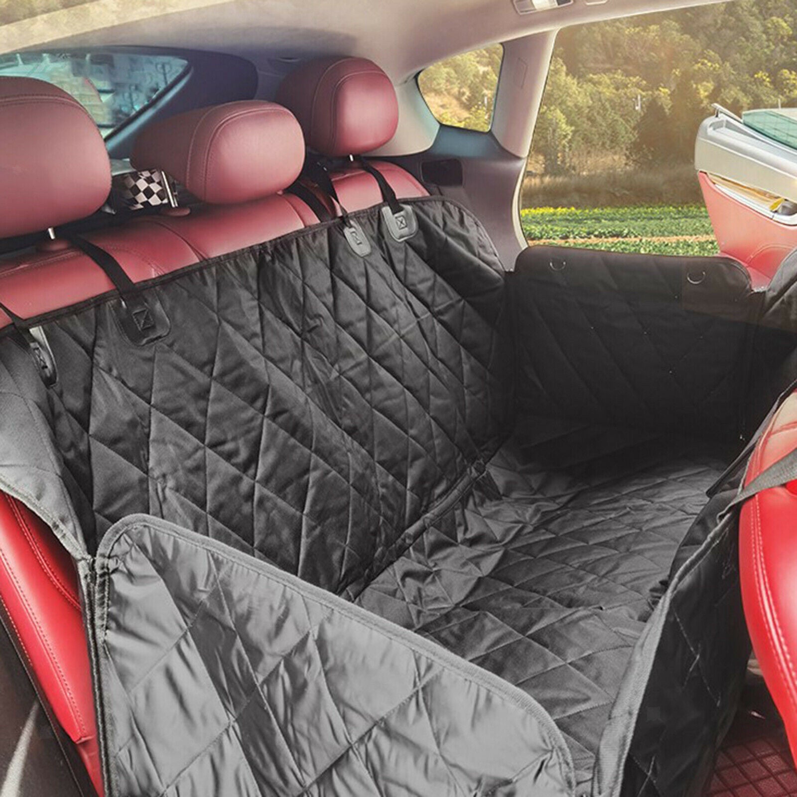 Premium Dog Car Seat Cover with Side Flaps Hammock Travel Van Truck Mat