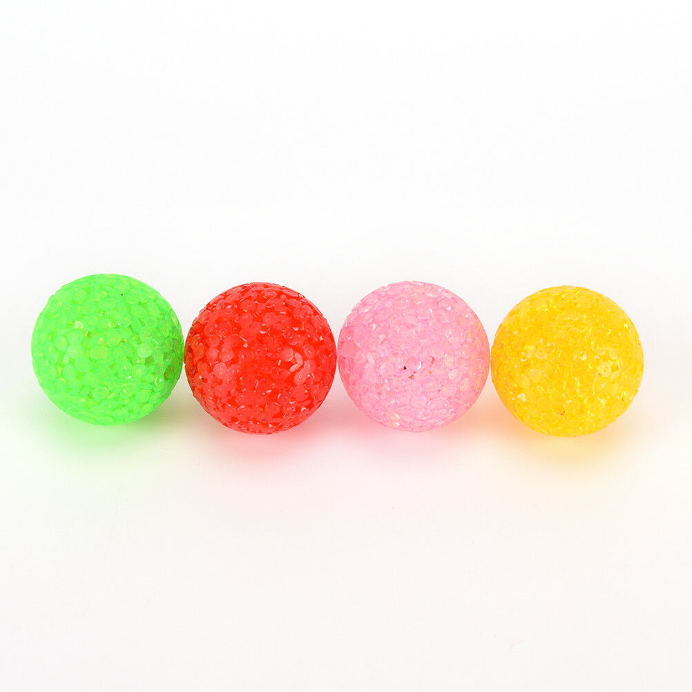 pet dog cat play transparent particles non-toxic rubber ball with bell Xma.l8