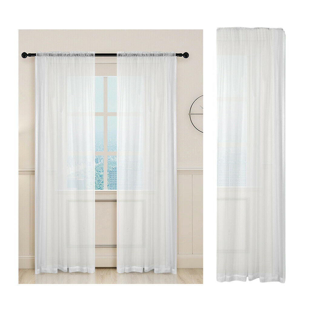 3-pack White Light Filtering Net Sheers Rod Pocket Window Curtain Panel