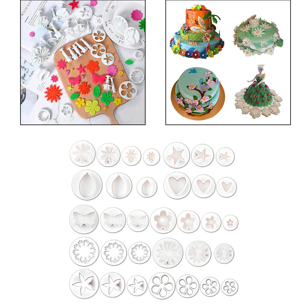 33x Fondant Cake Cookie Biscuit Plunger Cutter Leaf Butterfly Shape Mold