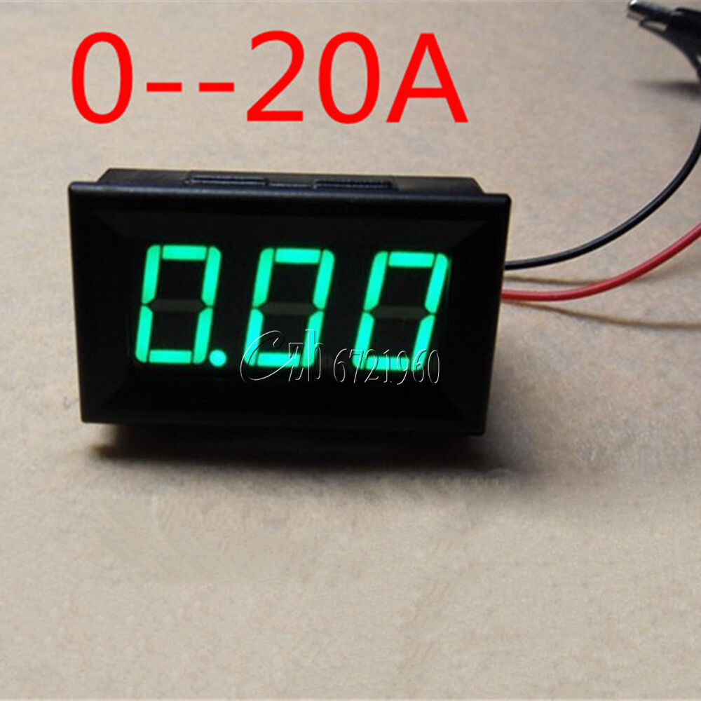 Green LED DC 0 To 20A Panel Meter Mini Digital Ammeter NEW