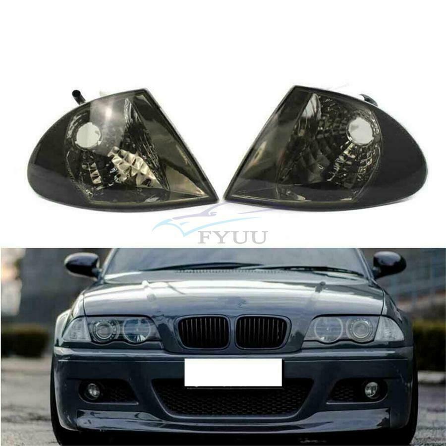 1 Pair ABS Shell PC Lens Corner Light Cover For BMW 3 Series E46 Sedan 1999-2001