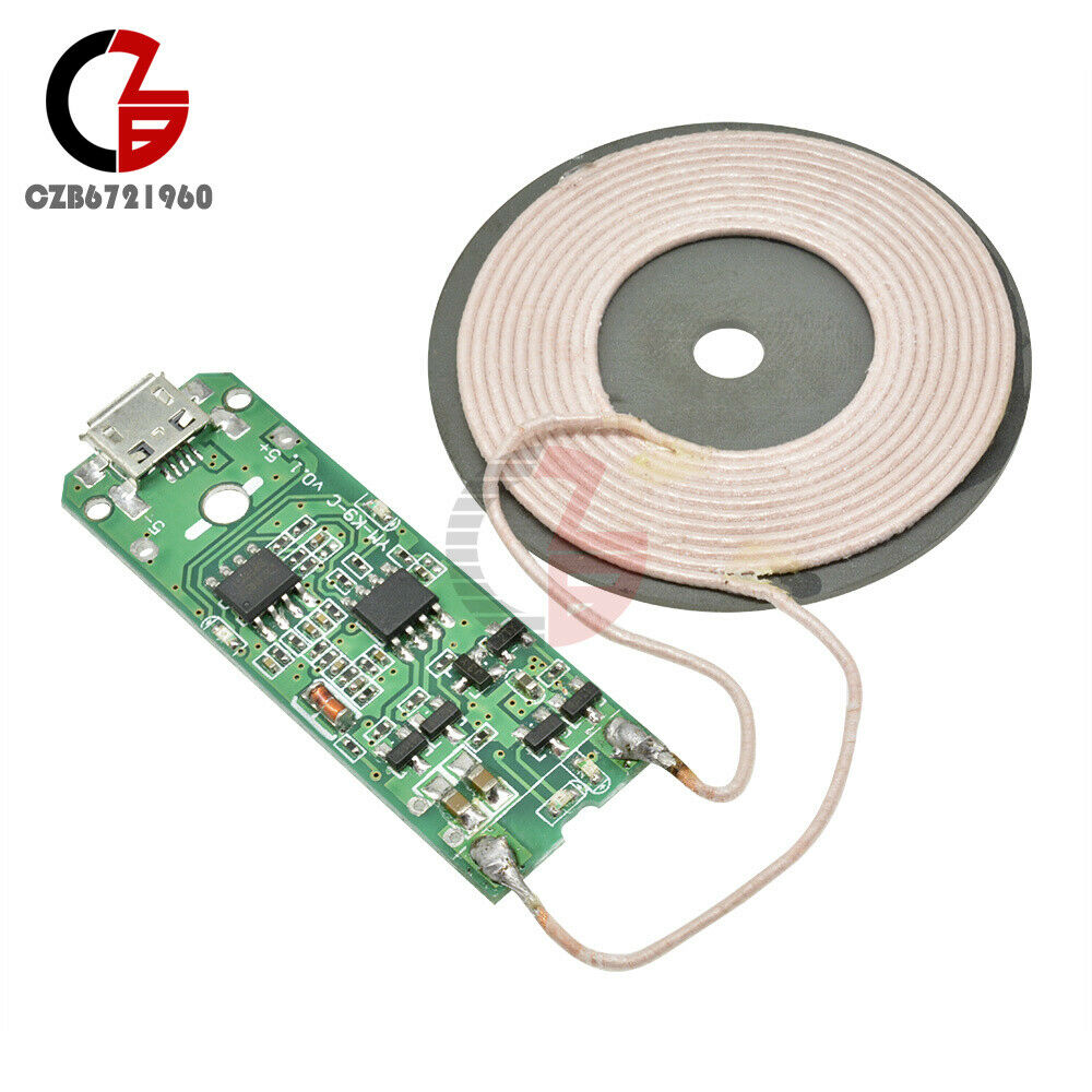Qi Wireless Charger Module Transmitter Base PCBA Board + Coil Universal With LED