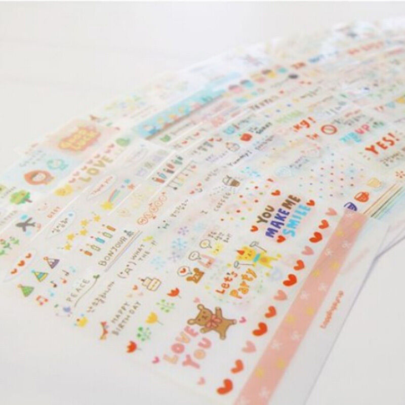 New 6 Sheets Paper Stickers for Diary Scrapbook Book Wall Decor Skin3.l8