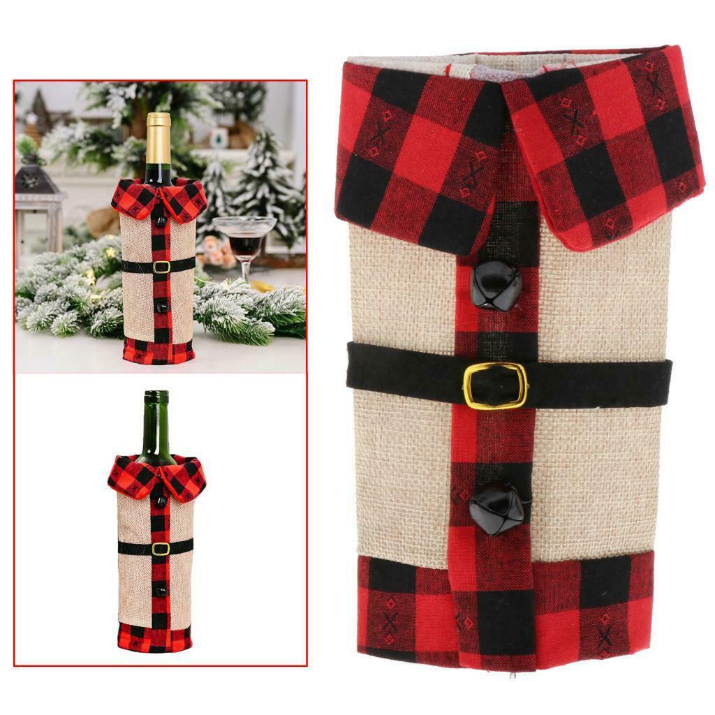 Christmas SANTA SUIT WINE BOTTLE COVER Holiday Decorations Gift Bag Wrap