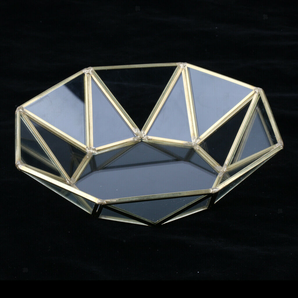 Metal Glass Jewelry Display Tray Cosmetic Organizer Snack Dessert Fruit Tray