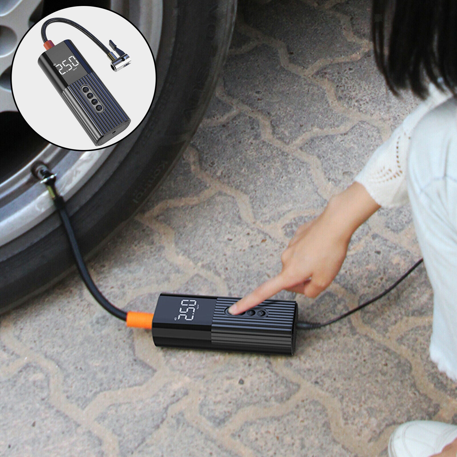 Portable Car Tyre Pump Air Compressor LED Light for Car Balls LC-301 Wired
