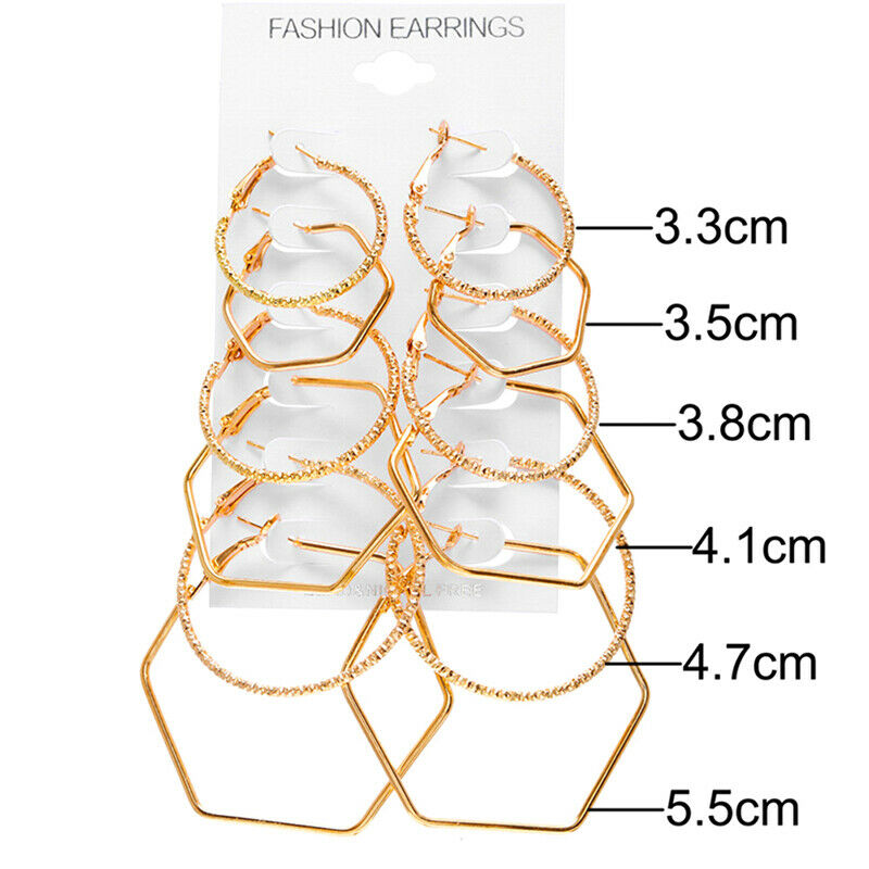 6Pairs Fashion Geometric Big Round Earrings Set Drop Dangle Earrings Jewel.l8