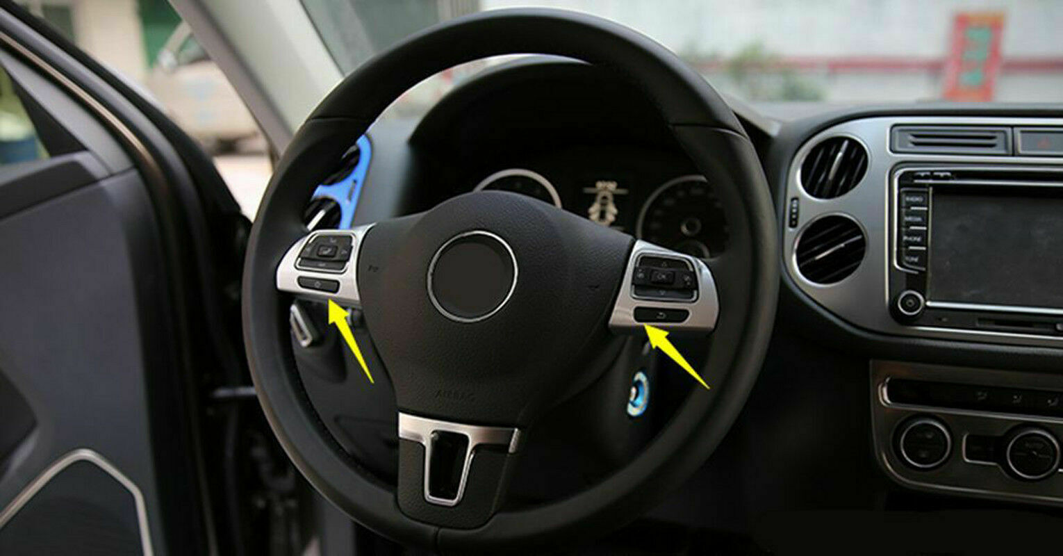 2 pcs ABS Car Steering Wheel Decorative Trim Cover Moulding For Tiguan 2010-2015