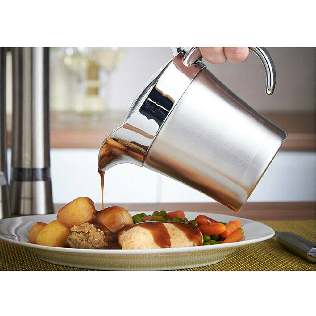 Stainless Steel Double Insulated Gravy Boat / Sauce Jug - with Hinged Lid  34