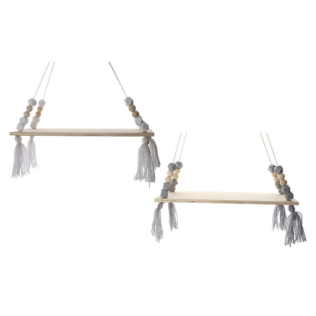 2pcs Entryway Wall Mounted Bracket Flower Vase Holder with Beads and Tassels