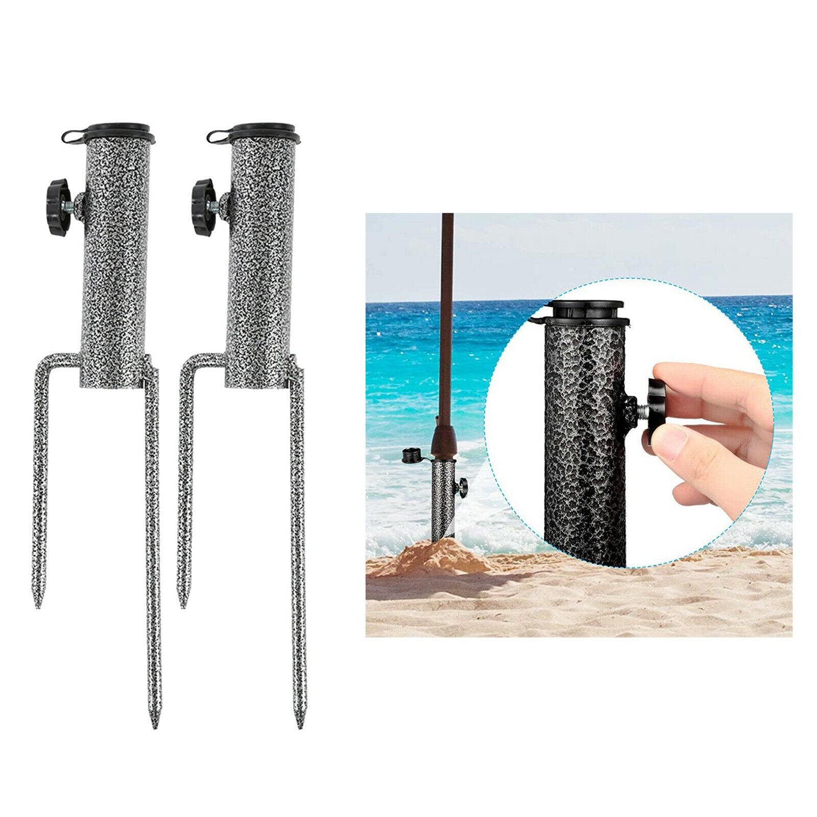 Set of 2 Beach Patio Umbrella Metal Anchor Base 32cm Length Durable