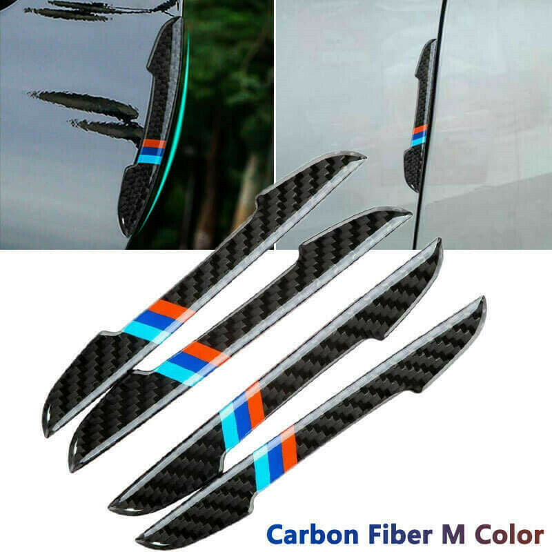 4x Carbon Fiber Car accessories Door Scratch Bumper Scuff Trim Stickers for BMW