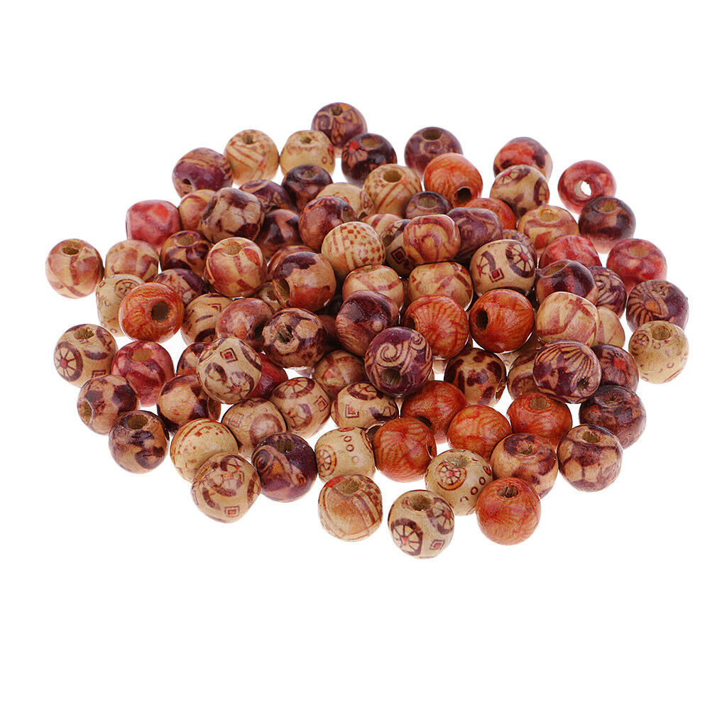 Pack 100 Round Wood Spacer Bead Wooden Ball Beads DIY Craft Jewelry Bracelet