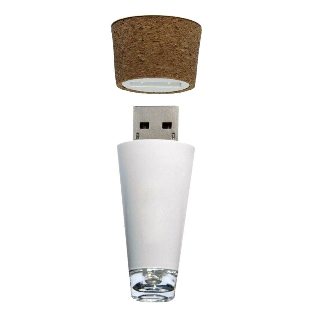 USB Rechargeable Wine Cork Stopper LED Night Light Party Decor Blue