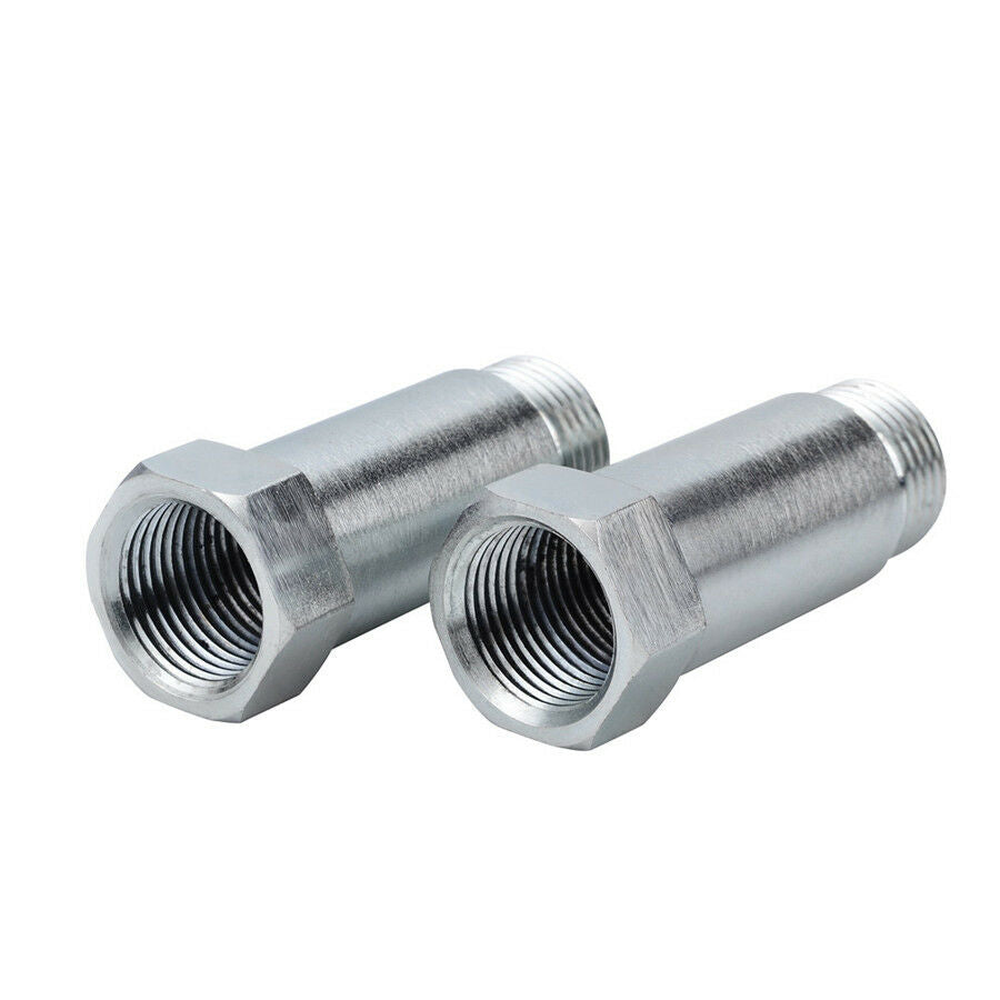 2x Zinc Plated Steel Straight O2 Oxygen Sensor Extension Spacer CEL Fix- M18x1.5
