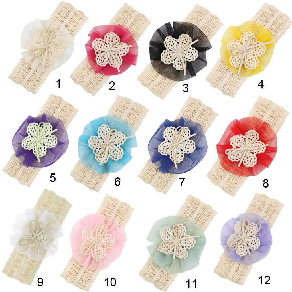 Cute Lace Flower Kids Baby Girl Toddler Headband Hair Band Headwear Yellow