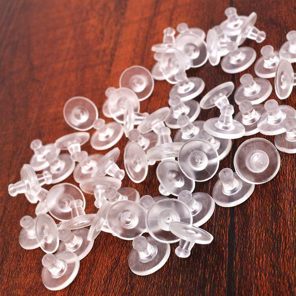 100pcs/set Silicone Earring Backs Stoppers Clear Soft Rubber Ear Stud Blocked