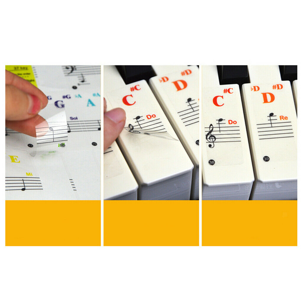 Piano & Keyboard Stickers for 37/54/61/88 Transparent Learning Practice