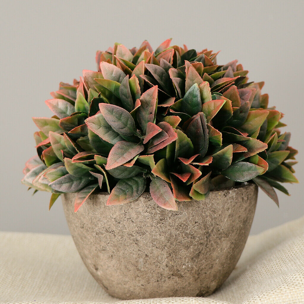 Spray Color Artificial Melaleuca Bonsai Lifelike Potted Plant Red