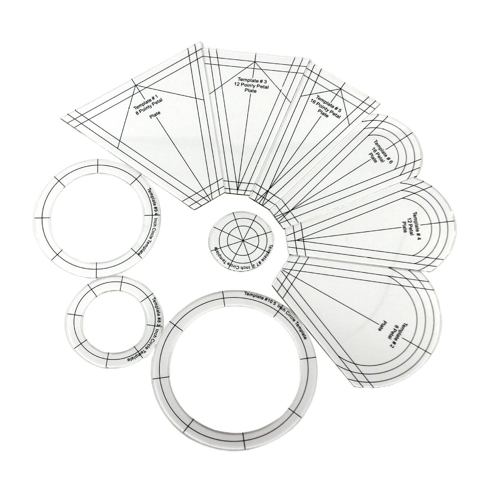 10pcs Regular Patchwork Quilt Ruler Plate Template