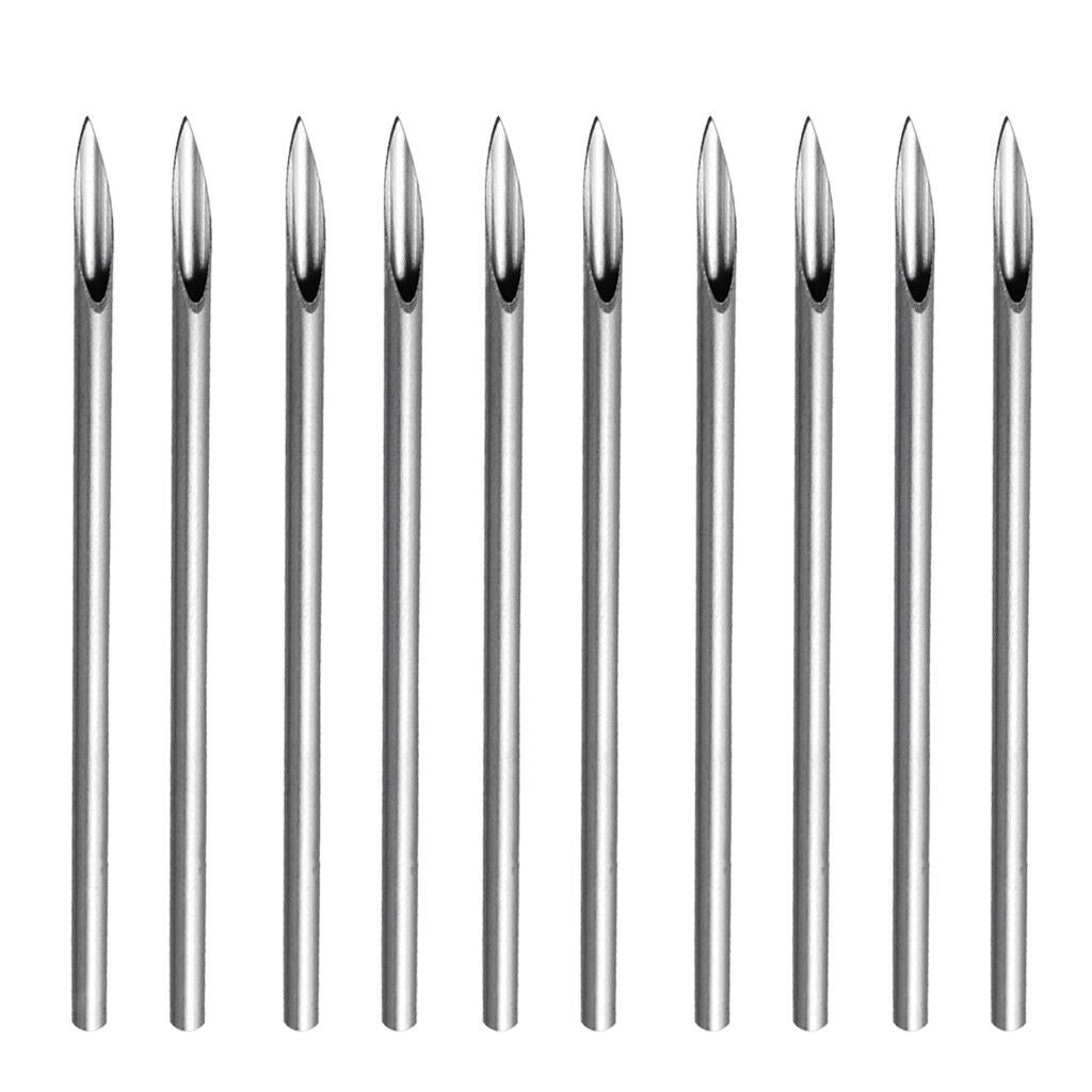 10x Stainless Body Piercing Needles 16G for Lip Nipple Nose Body Art Tool