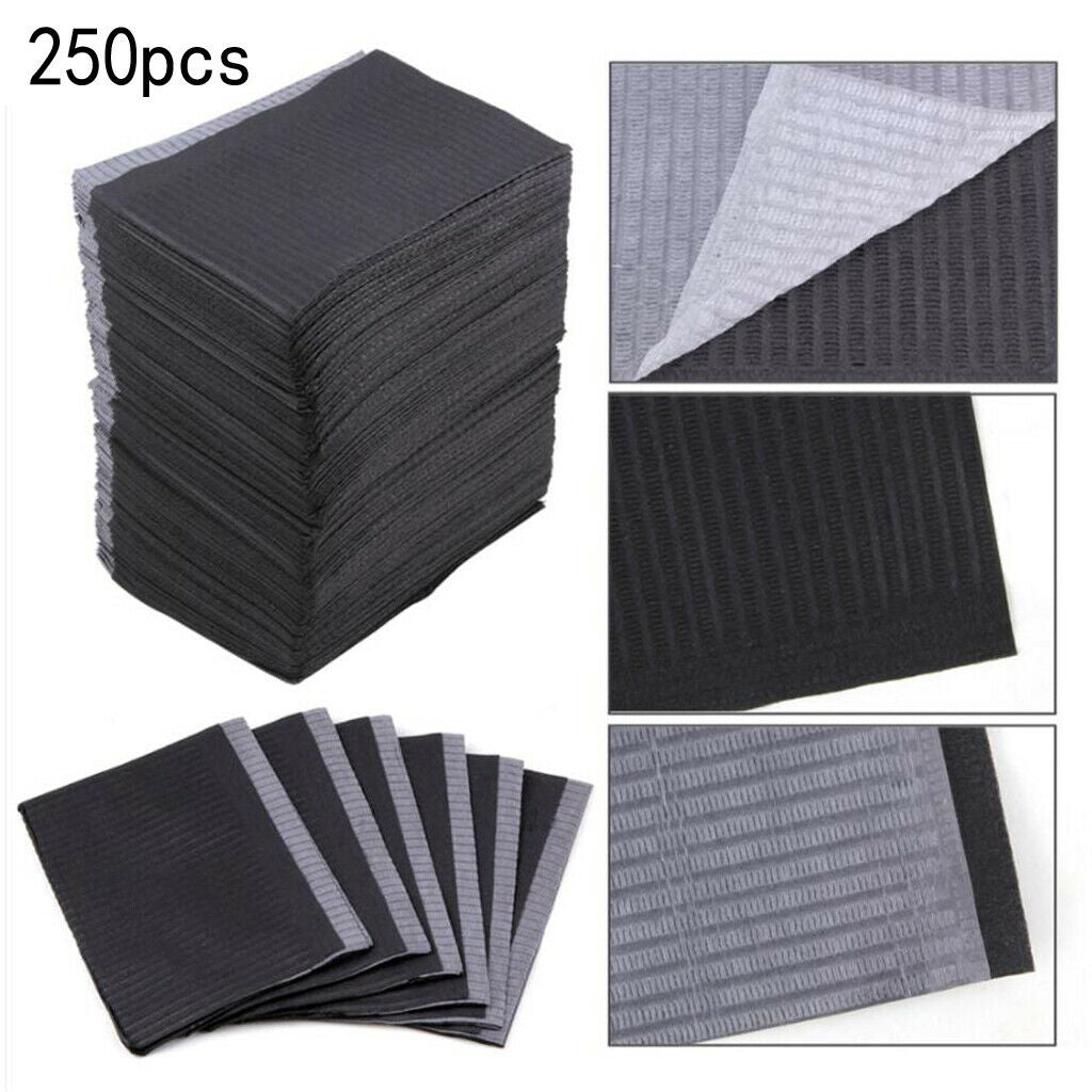 250pcs Disposable Tattoo Table Covers Dental Napkins Accessories Black