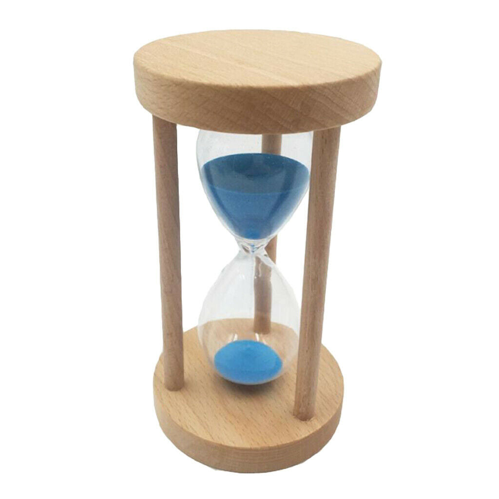 Wooden Frame Sand Timer with Blue Sand Hourglass for Kids Home Decor 6min