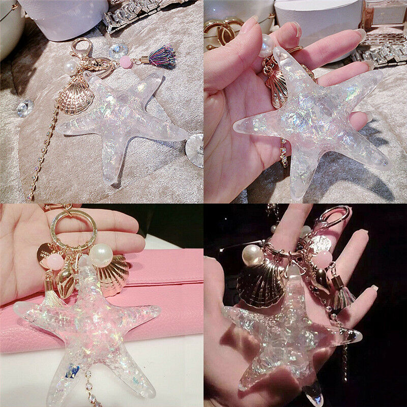 Cute Starfish Shell Key Chain Crystal Pendant Keyring Keychain Keyfob Gift Nice