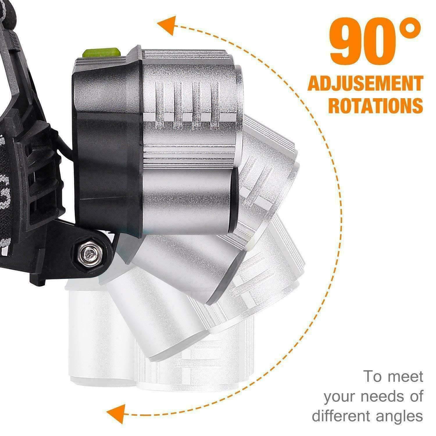 Powerful 350000LM LED Headlamp Rechargeable Headlight Flashlight Head Torch