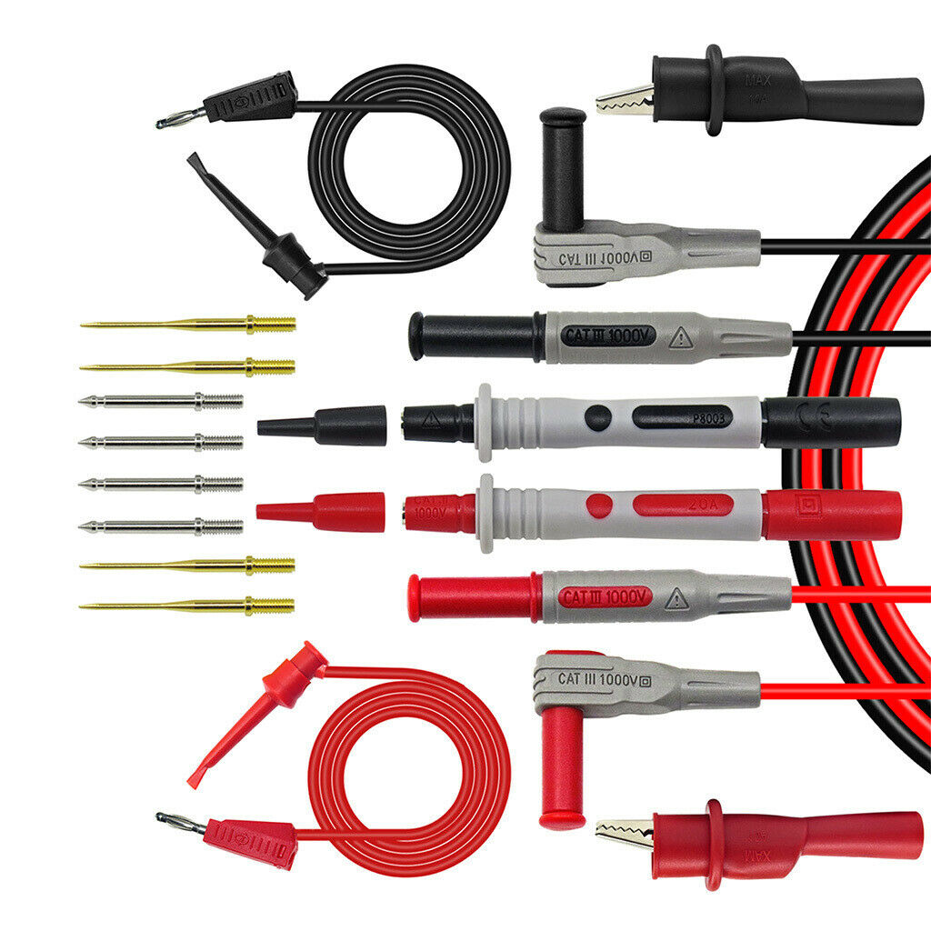 Set of 8-piece kit for electronic multimeter test leads with