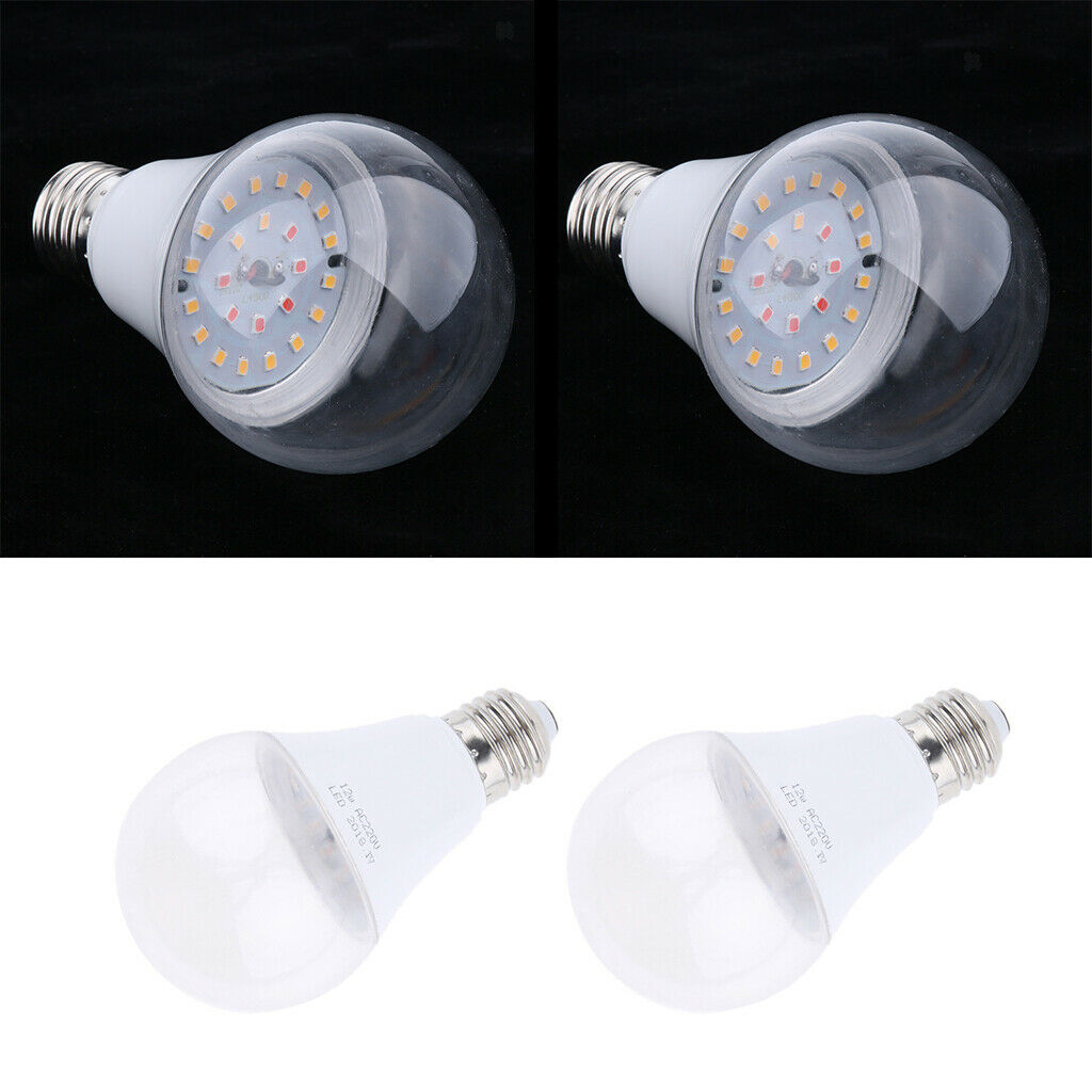 2x E27 LED Grow Light Bub Fruit Flower Plant Grow Lamp for Indoor Plants 12W